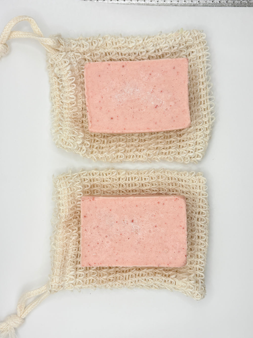 Pink eucalyptus all-natural goat’s milk soap bar for gentle and nourishing skin care by Purely Equines