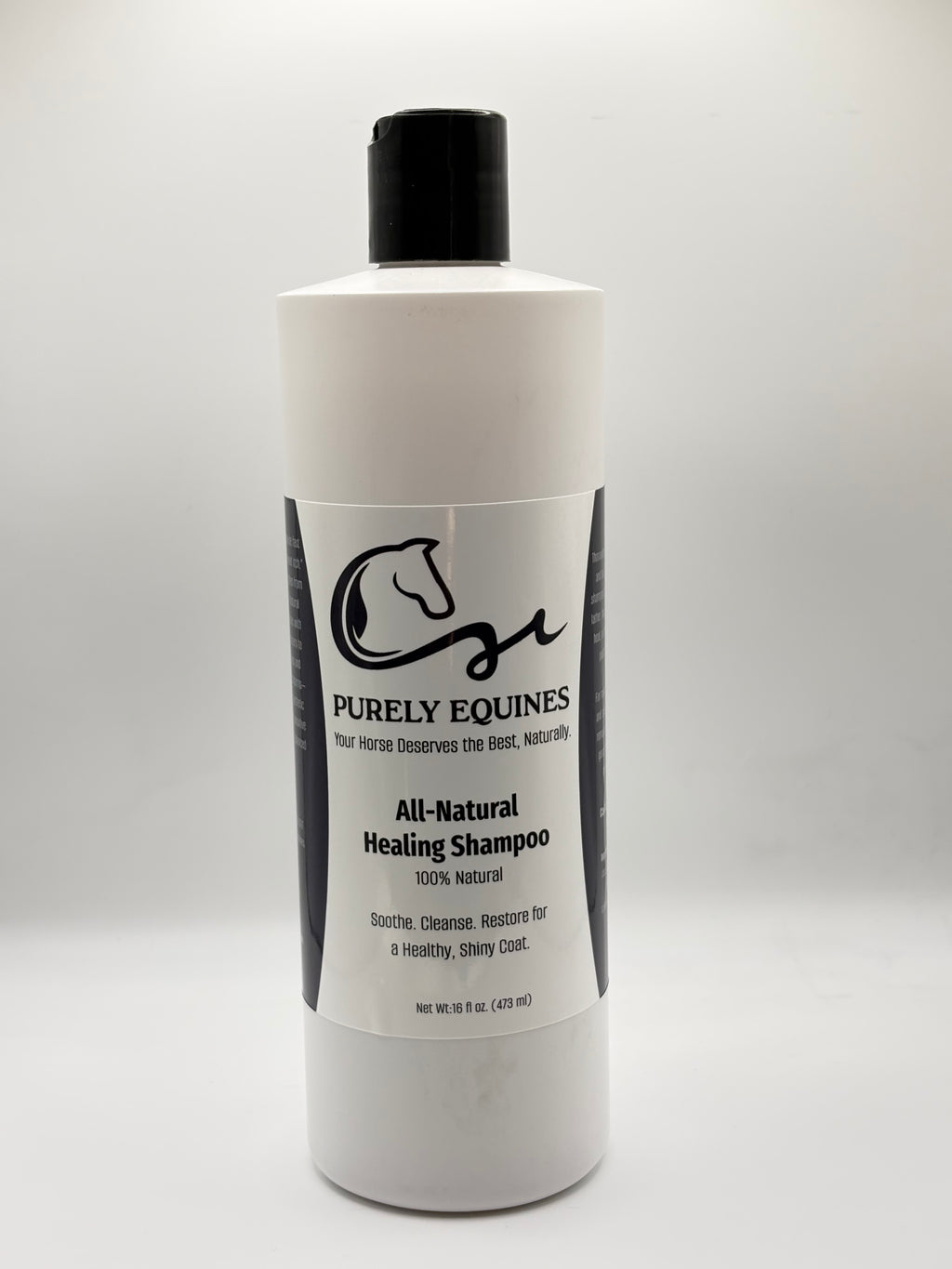All-natural healing shampoo for gentle cleansing and skin-repair support for horses by Purely Equines