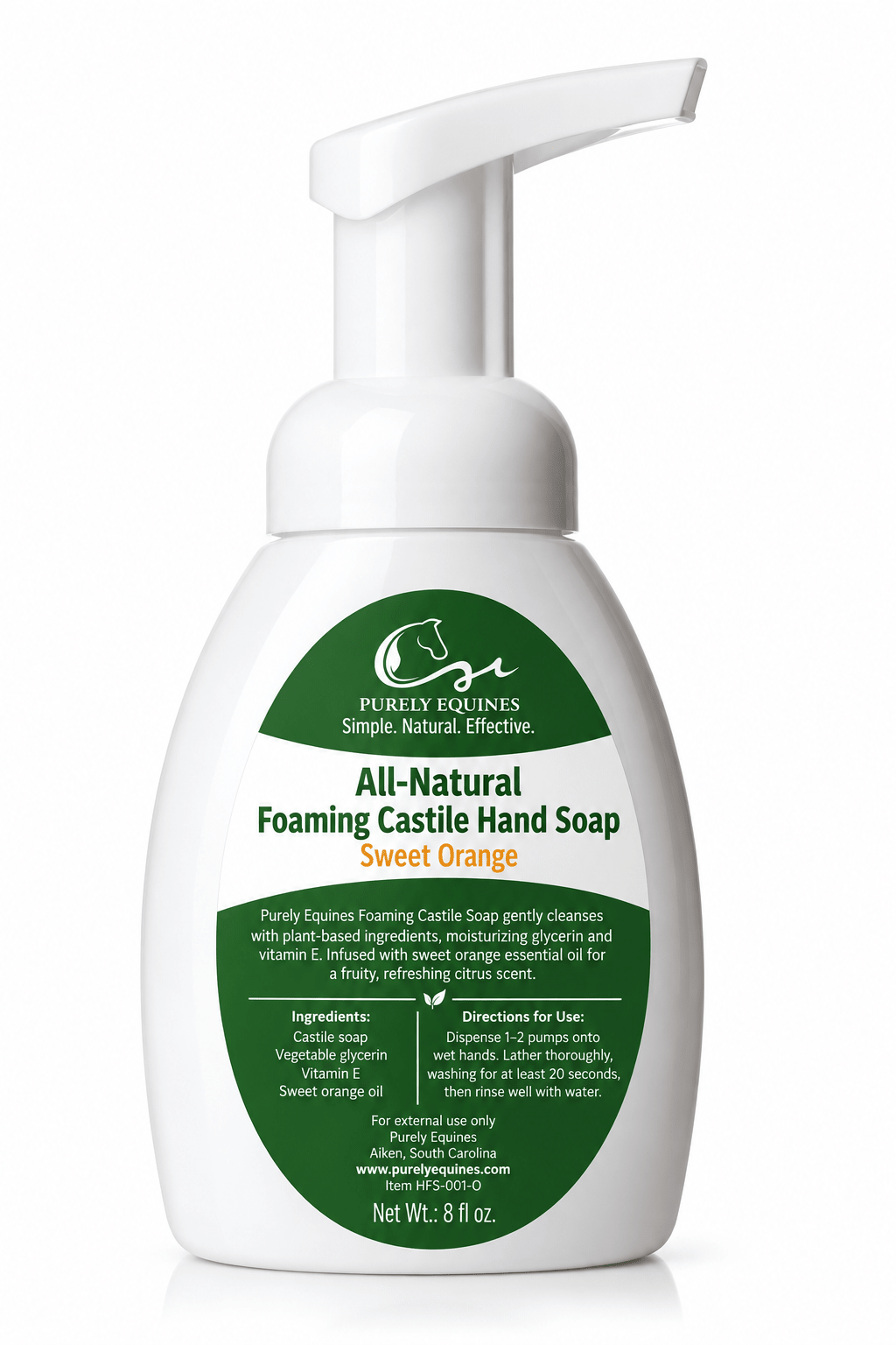 All-Natural Foaming Castile Hand Soap - Purely Equines-Purely Equines