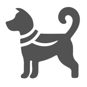 Black silhouette of a dog on a white background