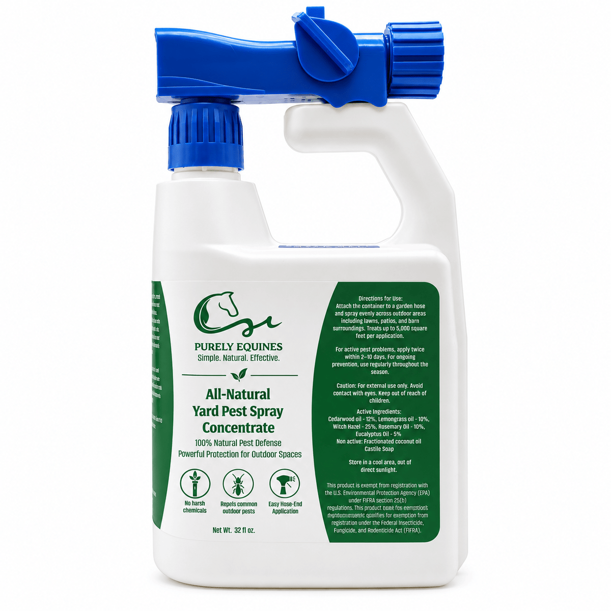 Purely Equines All-Natural Yard Pest Spray (Concentrate – Hose-End Application) - Purely Equines-Purely Equines